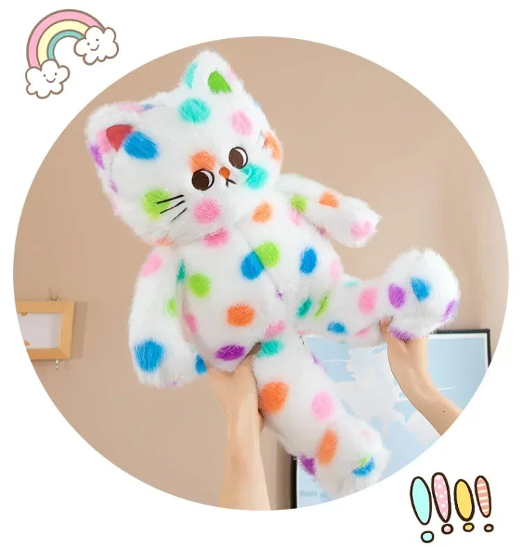 45-80cm Kawaii Wave Point Cat Plush Toy Doll Pillow Cushion Cartoon White Red Large Size Sleeping Plush Doll Gift for Girlfriend