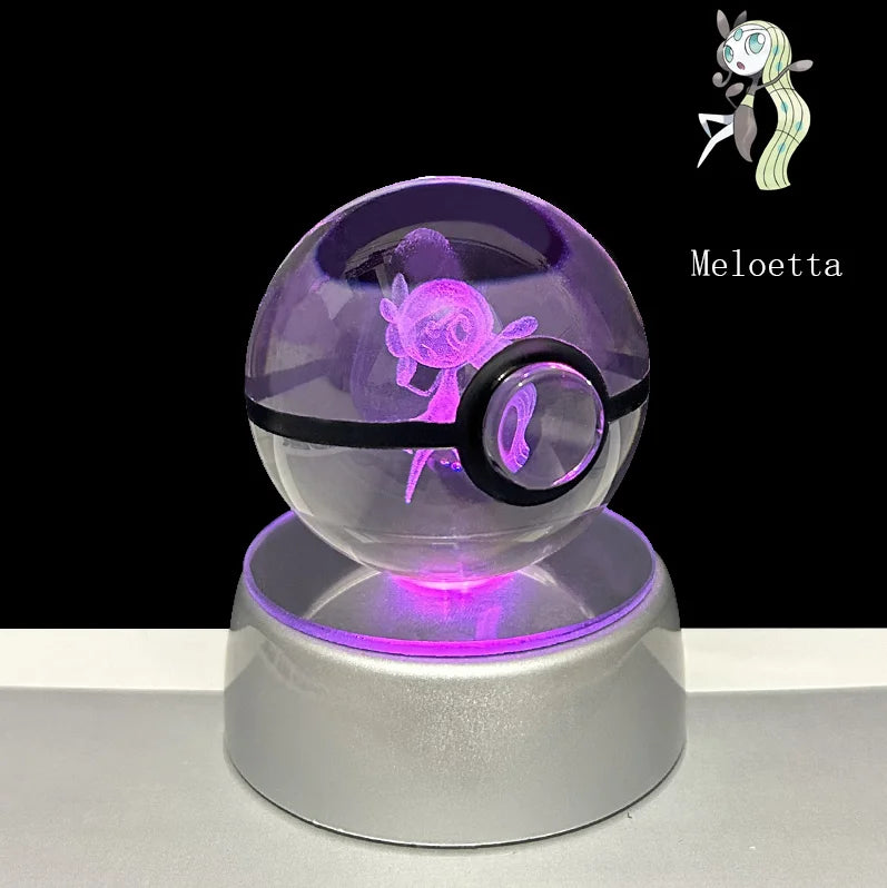 Pokemon 3D Crystal Ball Glastrier Charizard Eternatus Froakie Anime Game Pokeball Led Night Light Base Birthday Gift Home Decora