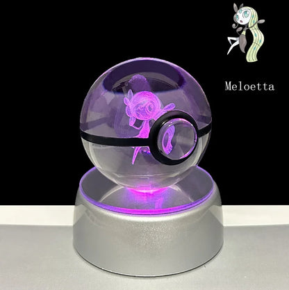 Pokemon 3D Crystal Ball Glastrier Charizard Eternatus Froakie Anime Game Pokeball Led Night Light Base Birthday Gift Home Decora