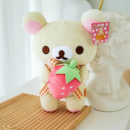 strawberry Rilakkuma Plush Doll Cartoon Bear Toy Kawaii Rilakkuma Room Decor Teddy Bear Plushies Cute Couple Bear Xmas Gift