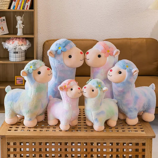 35-45cm Kawaii Fantastic Rainbow Colorful Plush Alpaca Stuffed Animals Doll Decoration Birthday Gifts Soft Pillow Children Gift