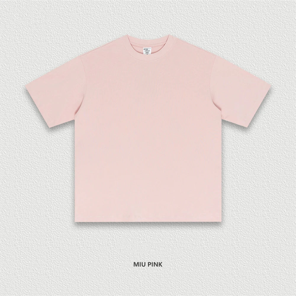 ZODF New 2025 Men Basic Solid 255gsm Cotton T-Shirts Unisex Loose Breathable Comfortable T Shirt Brand Clothes HY0973