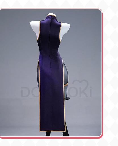 Mikuu Cosplay Costume【S-2XL】DokiDoki-N Mikku Cosplay Cheongsam Women Sexy Purple Dress Halloween Little Zombie Plus Size