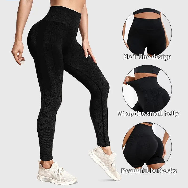 The Codex Seamless Yoga Sport Women’s Push Up Fitness Leggings Ankle-Length Gym Pants - black / M