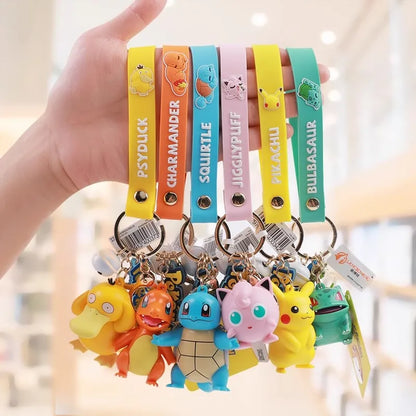 Pokemon Keychain Pikachu Bulbasaur Jigglypuff Anime Action Figure Toys Kawaii Souvenir Psyduck Doll Gift for Kids Birthday Party