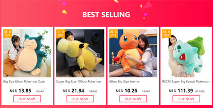 40/50/60/80/100CM Big Size Pokemon Pikachu  Plush Toy Kawaii Stuffed Cartoon Anime Comfortable Soft Doll Christmas Plushies Gift