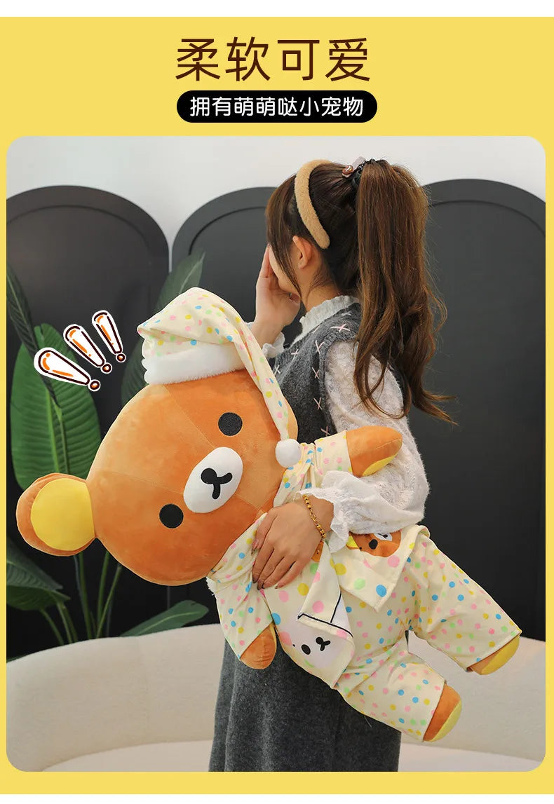 35/45/75cm Big Size Rilakkuma Kawaii Anime Plush Stuffed Doll Room Decorated Plushies Pajamas Bear Pillow Ornaments Holiday Gift