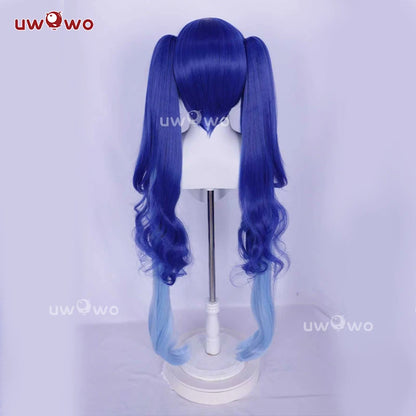 UWOWO IUNO Wig Game Wuthering Waves WuWa IUNO Cosplay Wig Long Hair Blue Hair Halloween Wig