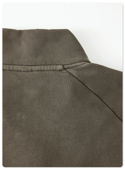 ZODF Retro Winter Men Washed Fleece Zipper Jackets Unisex Loose Oversized 400gsm Raglan Sleeve Coats Streetwears HY0649