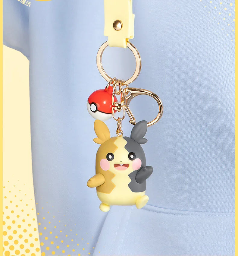 Genuine Pokemon Morpeko Keychain Gengar Meowth Cubone Jigglypuff Mimikyu Anime Action Figure Toy Keyring Fragrance Pendant Gift