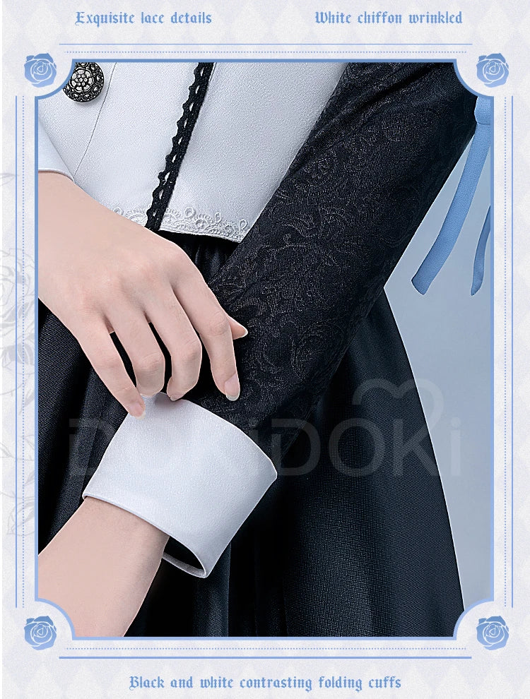 IN STOCK Asukaa Reii Cosplay Costume Anime DokiDoki-R Wome Black White Gothic Dress Asukaa Cosplay Halloween Costume