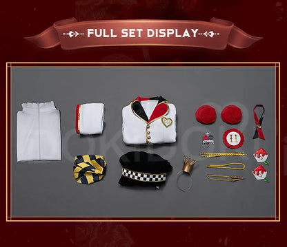 Riddle Cosplay Costume Anime【S-3XL】DokiDoki-SR Men Red King Uniform Halloween Riddle Rosehearts Cosplay Crown Plus Size