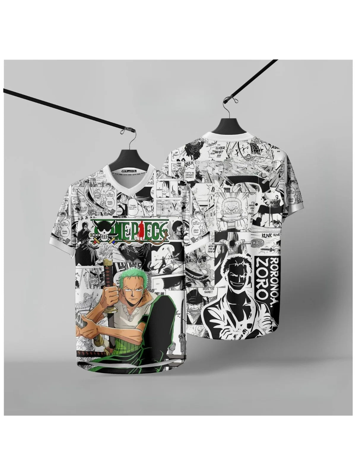 Jersey One Piece Roronoa Zoro Anime Y2k Korean Style Kpop Baseball Hockey Tshirt Fashion Streetwear Anime Daily Unisex Tops Tees