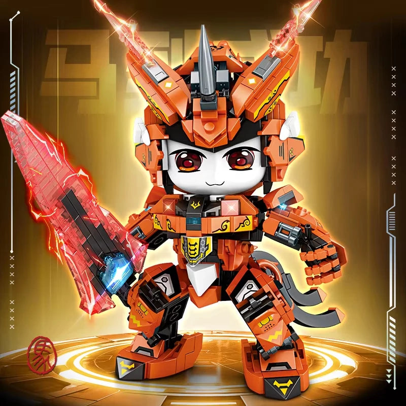 2025 Kung Fu Style 12-in-1 Mechanical Panda & Zodiac Building Blocks Set, Articulated Animal Model Toys for Boys Birthday Gifts