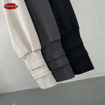 ZODF New Autumn Men Heavyweight 450gsm Hoodie Unisex Loose Ninja Sleeve 100% Cotton Hooded Pullovers Winter Coat HY0927