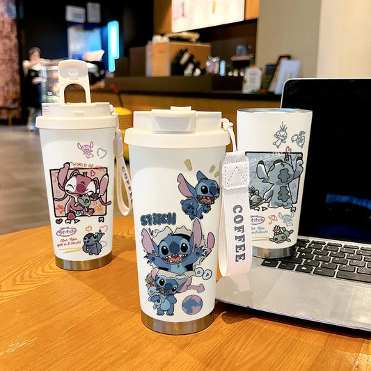 Disney Cup Anime Lilo & Stitch Water Bottle Water Cup Student Kid Anime Stitch Insulated Cup Stainless Steel Drinking Cups Gifts