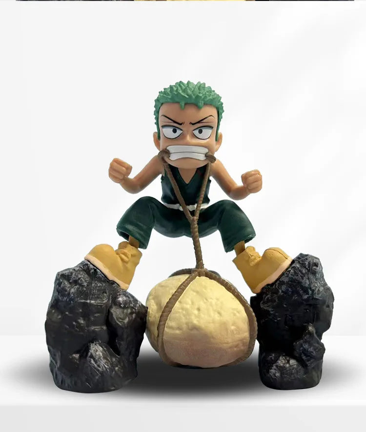 9.5cm One Piece Roronoa Zoro Childhood Training Scene PVC Sculpture Desktop Model Statue