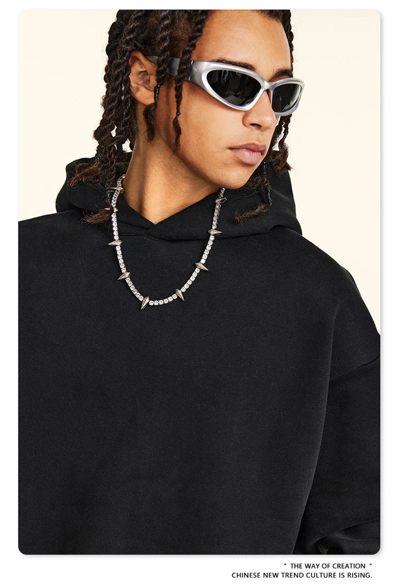 ZODF New Winter Men Solid Fleece Hoodies Unisex Women 345gsm Loose Warm Side Zipper Pocket Hooded Pullovers Brand Clothes HY0867