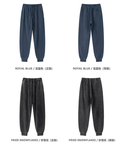 ZODF Retro Men Washed 380gsm 100% Cotton Sweatpant Unisex Loose Sport Solid Joggers Pants For Spring Autumn  HY0901