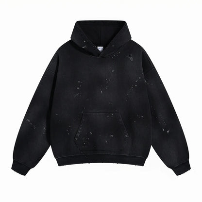 ZODF Autumn Winter Spray Dyeing Ink Splashing Hoodies For Men Unisex 450gsm Washed Oversized Knitted Hooded Pullovers HY0908