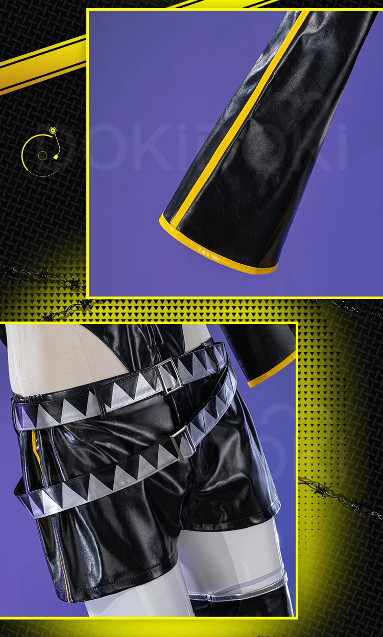 Lenn Cosplay Costume DokiDoki-R Men Black Punk Costume Lenn Cosplay Costume Men Cosplay Black Uniform Male