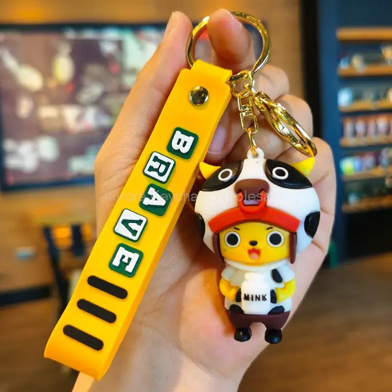 Anime One Piece Dragon Ball Keychain Luffy Sauron Nami Chopper Silicone Cute Car Keyring Pendant Toys Birthday Kids Toys Gifts