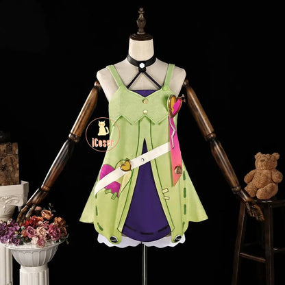 Genshin Impact Aino Cosplay Costume Wig Dress Uniform Headwear Clink-Clank Krumkake Craftshop Halloween Party for Women Girls