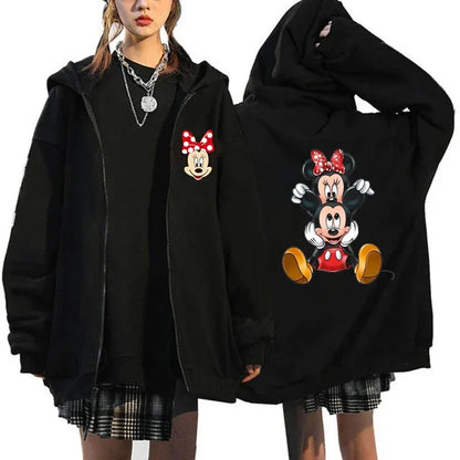 2025 Designer Clothing Women's Luxury Graphic Hoodies Mickey Mouse Print Long Sleeve Zip-Up Fashion Luxury Brand Disney Clothing
