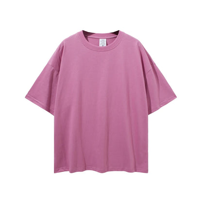 ZODF Trendy 2025 Men Basic Solid Cotton T-Shirts Unisex Male 190gsm Summer Loose Comfortable Soft Tees Shirt Streetwears HY0040