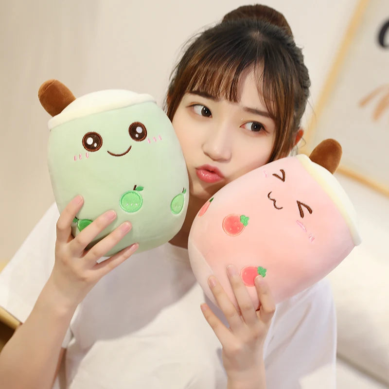 24/50cm Kawaii Family Milk Bubble Tea Cup Plush Toy Cute Animal Peluche Fruits Flavor Drink Shaped Hug Pillow Kids Home Decor