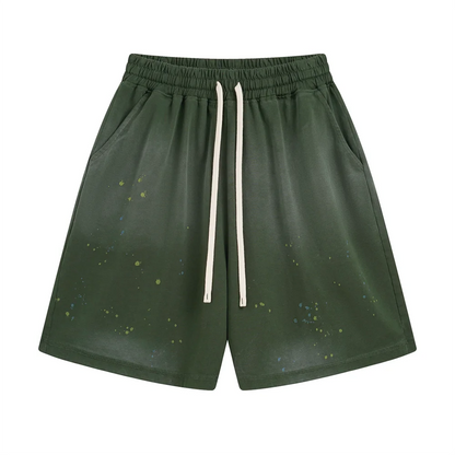 ZODF 2025 Summer 325gsm Monkey Washed Cotton Shorts For Men Unisex Retro High Street Loose Fit Paint Shorts Streetwears HY1064