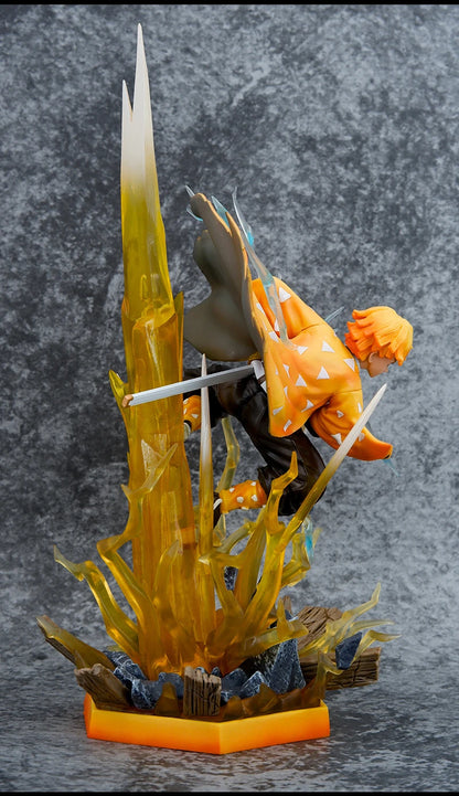 Demon Slayer Figure Agatsuma Zenitsu Double-Headed Luminescable Action Figurine Decoration Model Toys Gift 35cm Anime Statue Pv