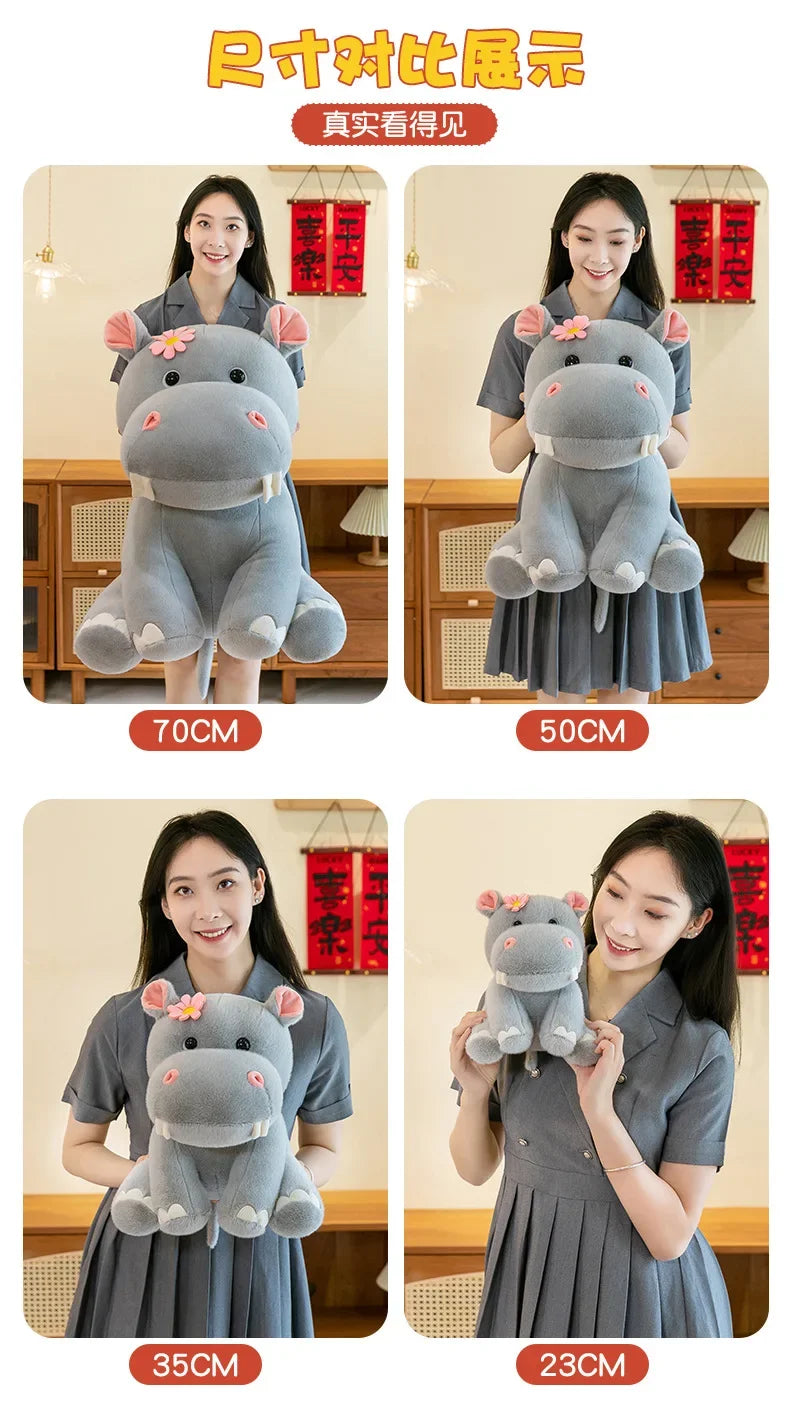 New 55cm Large Size Hippo Plush Toy Fluffty Kawaii Plushie Doll Simulation Hippo Doll Anime Cute Stuffed Animals Soft Plush Gift
