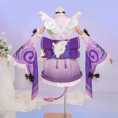 iCoser Genshin Impact Yumemizuki Mizuki Cosplay Costume Wig Dress Headwear Tail Natlan Halloween Party for Women Girls Cos Props