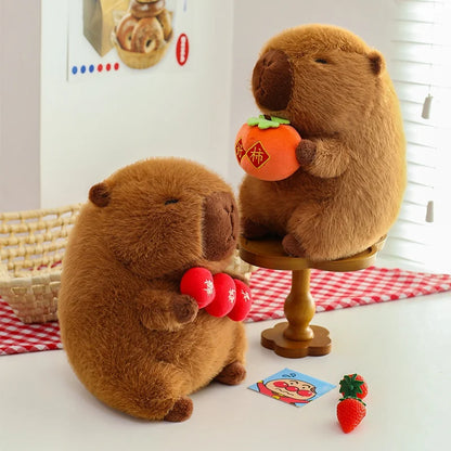 Cute Stuffed Capybara Plush Toy Holding Boba Tea Flower Capybara Plushies Cosplay Bread Dino Avocado Lovely Teddy Girl Gift