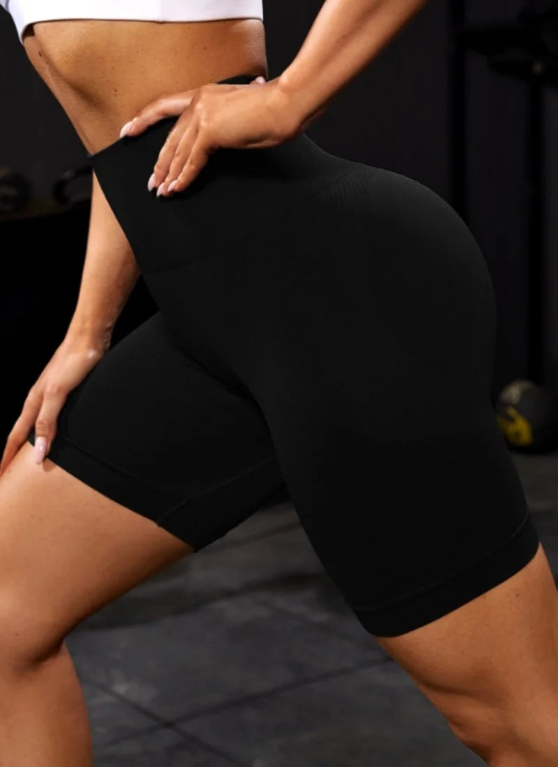 High Waisted Tight Fitting Sports Shorts for Women – Elastic Breathable Moisture-Wicking Yoga and Running Pants
