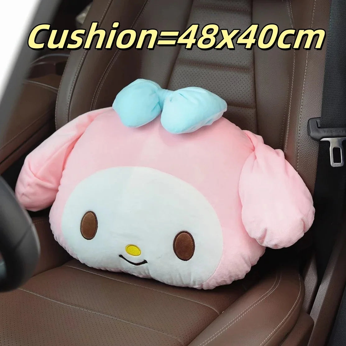 Kuromi My Melody Pillow Stuffed Anime Kuromi Car Headrest Safety Seat Belt Cover Cushion Cartoon Car Decoration Girl Gifts