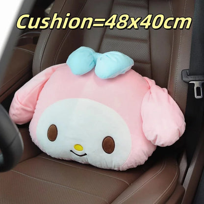 Kuromi My Melody Pillow Stuffed Anime Kuromi Car Headrest Safety Seat Belt Cover Cushion Cartoon Car Decoration Girl Gifts