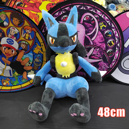 70cm Pokemon Lucario Large Plush Toys Greninja Zeraora Cinderace Glaceon Stuffed Giant Pokémon Eevee Anime Kids Christmas Gift
