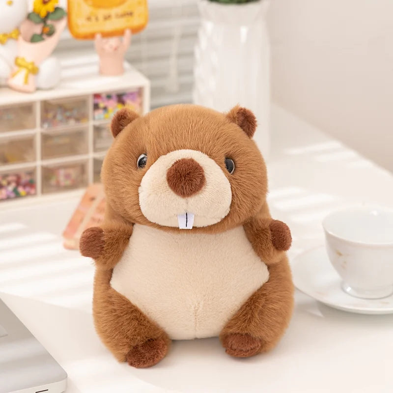 Kawaii Stuffed Animal Marmot Plush Pillow Chubby Cute Groundhog Plushies Soft Toy Huggable Sleep Pillow Cushion
