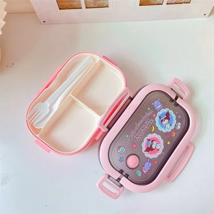Disney Stitch Cartoon Portable Lunch Box Child Student Hermetic Bento Box Office Portable Double Layer Lunch Box High Capacity