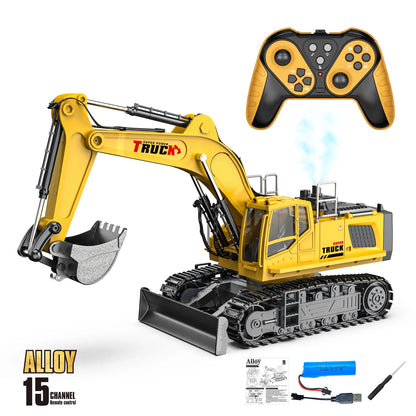 Alloy RC Excavator Truck Toy Remote Control Engineering Vehicle Electric Construction for Kids Boys Birthday Gift - 15