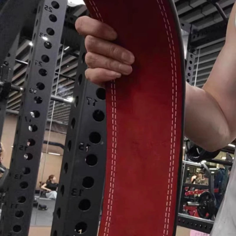 Weightlifting Belt Cowhide Leather Lever Buckle Waist Support for Powerlifting Squat Deadlift Gym Training