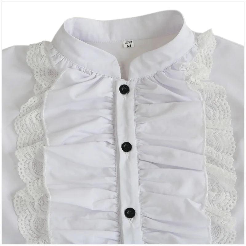 Men Medieval Vintage Prince Costume Pirate Cosplay Shirt Trench Renaissance Victorian Edwardian Men Viking Warrior Knight Outfit