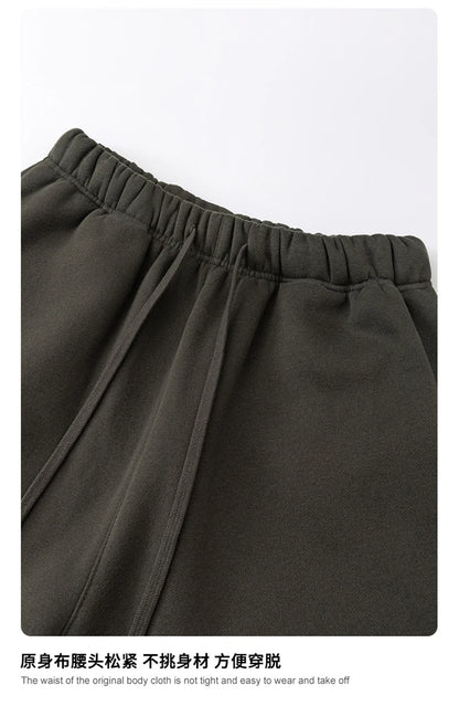 ZODF Trendy 2025 Autumn Winter Men Warm Soft Fleece Shorts Unisex Casual Hip Hop 345gsm Solid Shorts Brand Bottoms HY1173