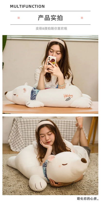 Cute Cartoon Polar Bear Plush Toy Large Animals Stuffed Plushies Dolls Soft Sleeping Pillow Bedroom Decoration Children Gifts