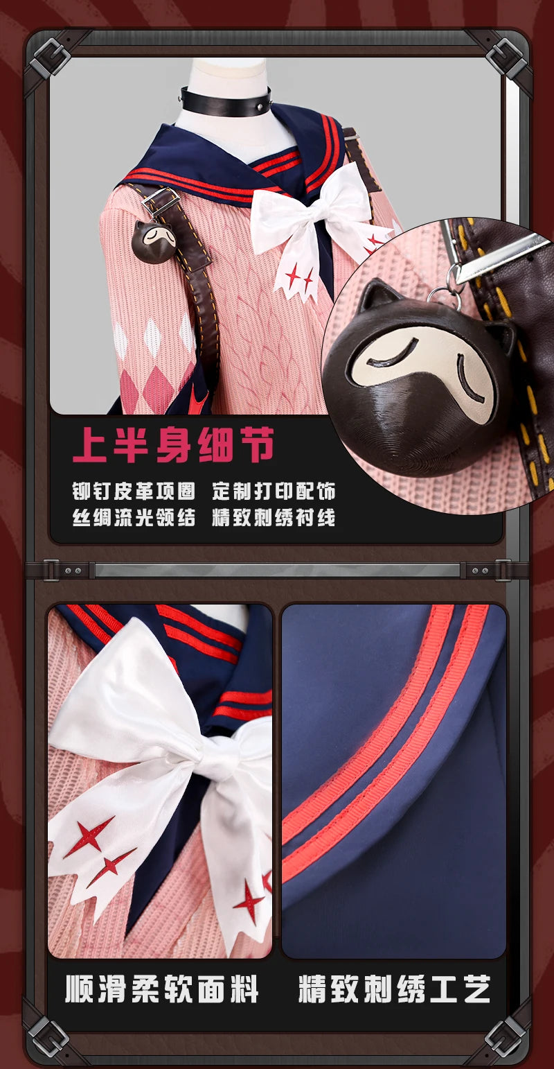 Zenless Zone Zero Ukinami Yuzuha Cosplay Costume Wig Skirt Uniform Earrings Headwear Spook Shack Halloween Party for Women Girls