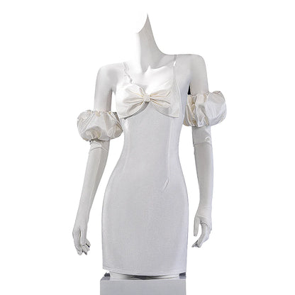 IN STOCK SUA Cosplay Costume Anime Alien Stage Cosplay【S-2XL】DokiDoki-R White Sexy Dress Stage Costume SUA Halloween Plus Size
