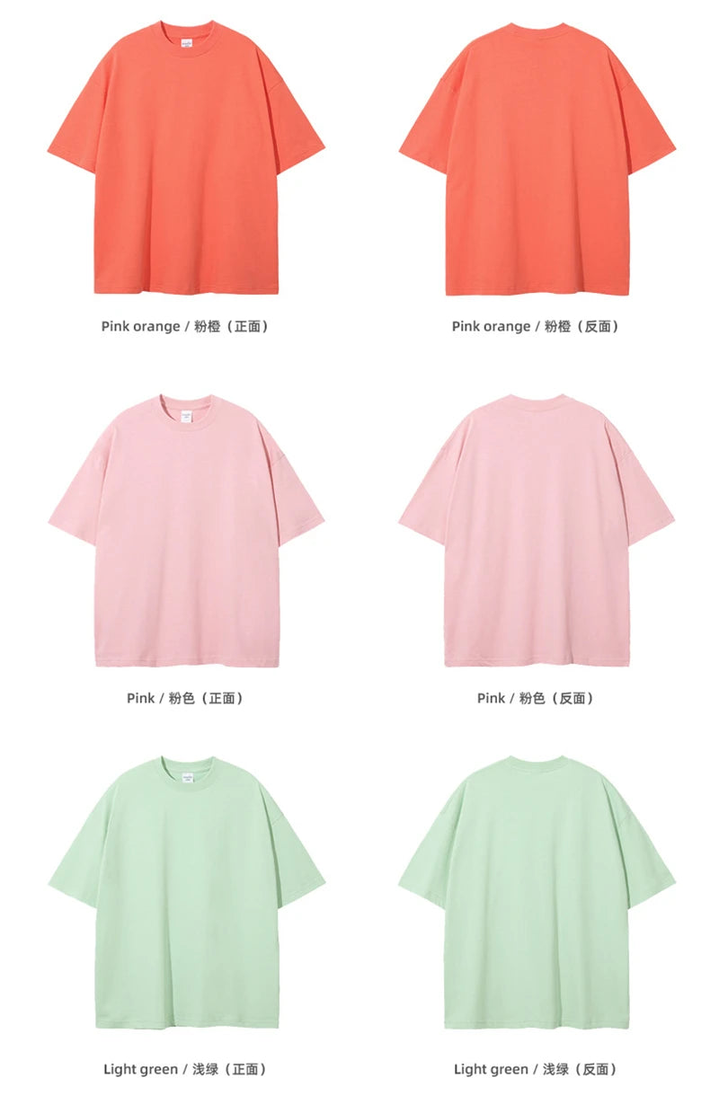 ZODF 2025 Spring Summer Men Solid 100% Cotton T-Shirts Unisex Women Loose 230gsm Noshrink Basic T Shirt Brand Tops HY0151