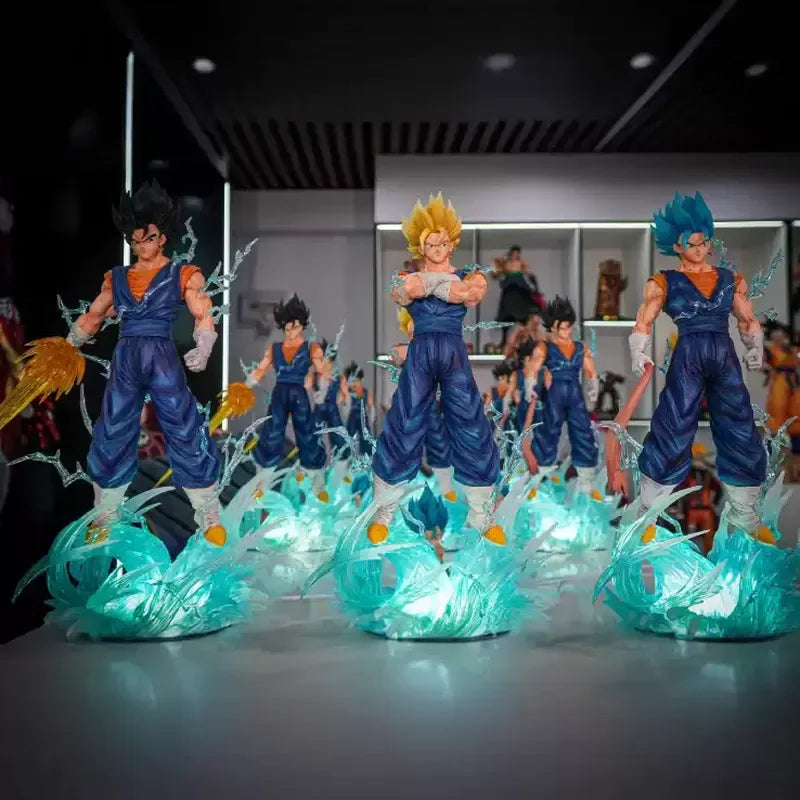 New Jt Statue 38cm/14.96inch Dragon Ball Z Vegetto Figure 3 Heads Replace Super Saiyan Action Figures Collection Model Toys Gift